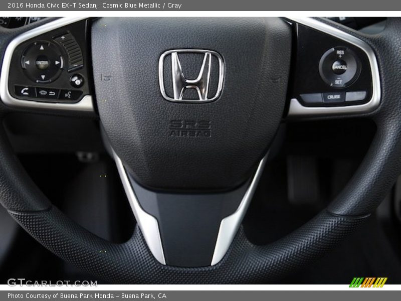 Cosmic Blue Metallic / Gray 2016 Honda Civic EX-T Sedan
