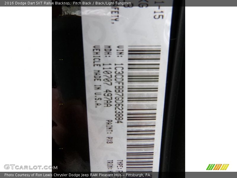 Pitch Black / Black/Light Tungsten 2016 Dodge Dart SXT Rallye Blacktop