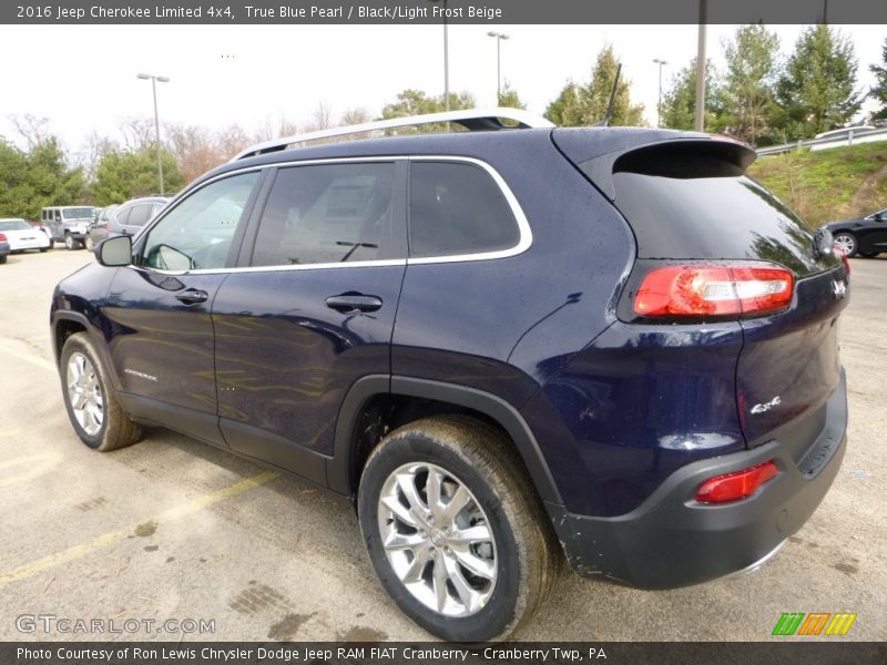 True Blue Pearl / Black/Light Frost Beige 2016 Jeep Cherokee Limited 4x4