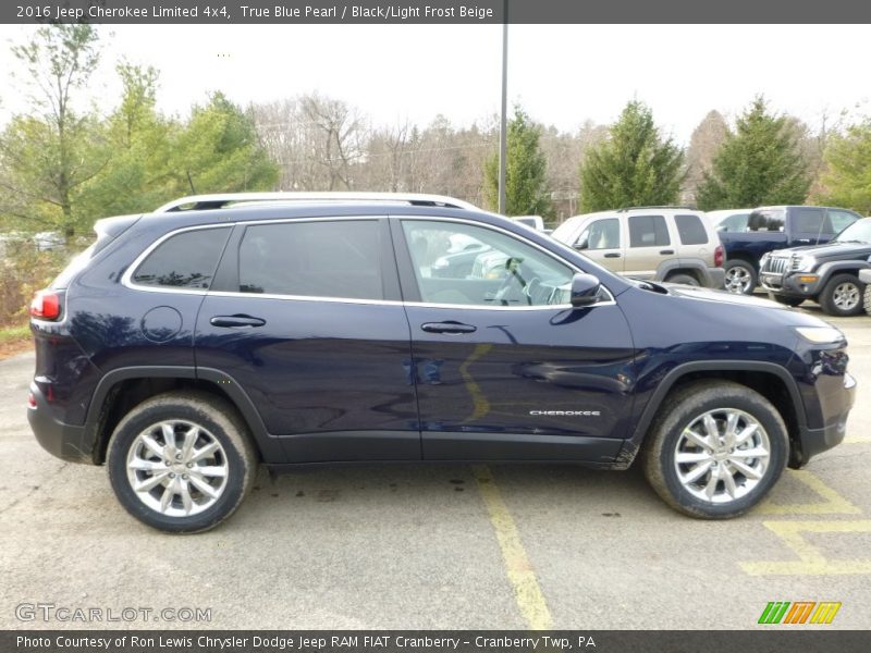 True Blue Pearl / Black/Light Frost Beige 2016 Jeep Cherokee Limited 4x4