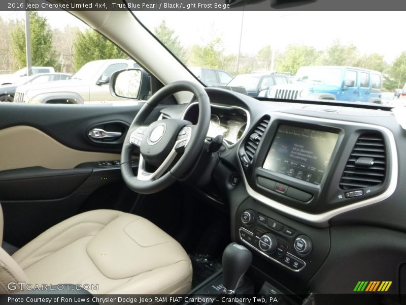 True Blue Pearl / Black/Light Frost Beige 2016 Jeep Cherokee Limited 4x4