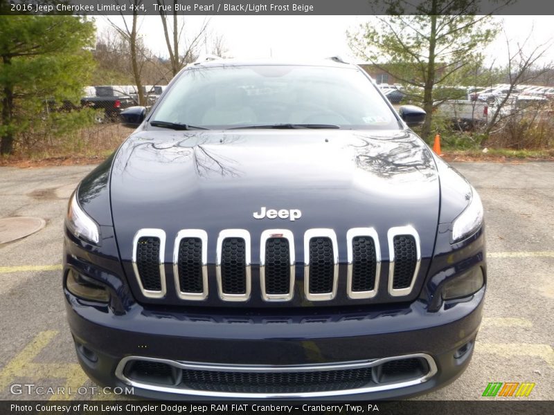 True Blue Pearl / Black/Light Frost Beige 2016 Jeep Cherokee Limited 4x4