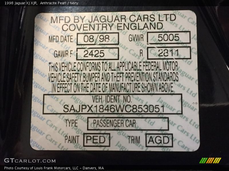 Anthracite Pearl / Ivory 1998 Jaguar XJ XJR