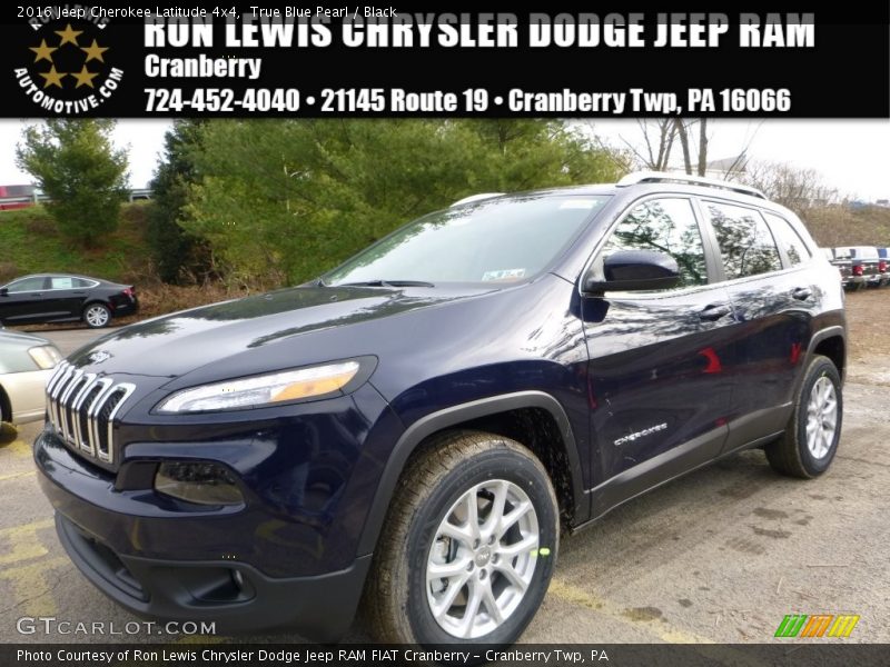 True Blue Pearl / Black 2016 Jeep Cherokee Latitude 4x4