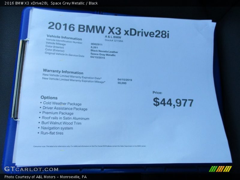 Space Grey Metallic / Black 2016 BMW X3 xDrive28i