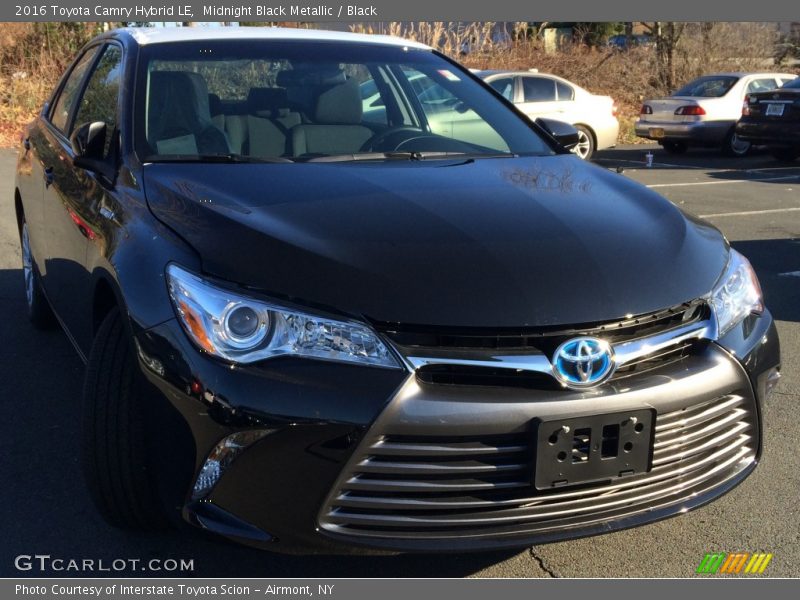 Midnight Black Metallic / Black 2016 Toyota Camry Hybrid LE