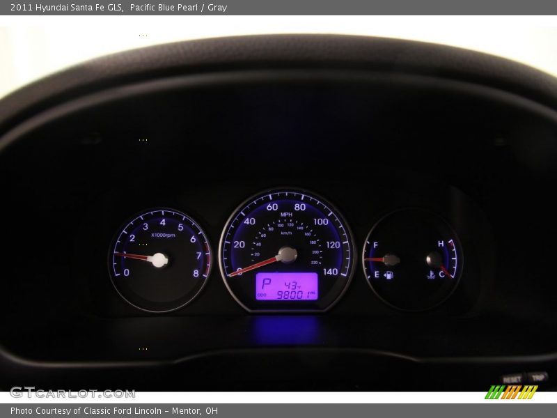 Pacific Blue Pearl / Gray 2011 Hyundai Santa Fe GLS