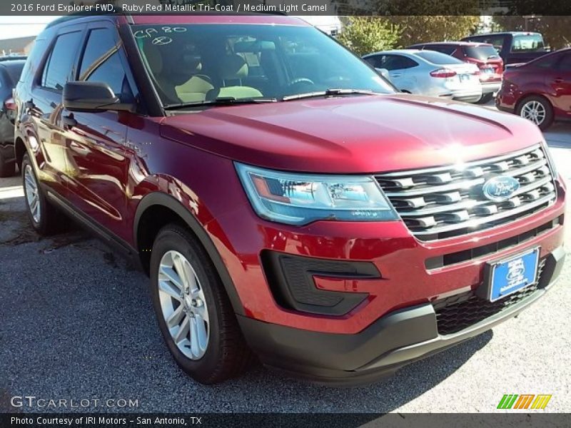 Ruby Red Metallic Tri-Coat / Medium Light Camel 2016 Ford Explorer FWD