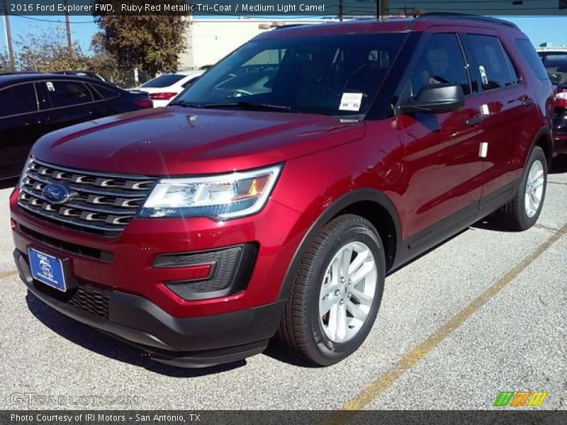 Ruby Red Metallic Tri-Coat / Medium Light Camel 2016 Ford Explorer FWD