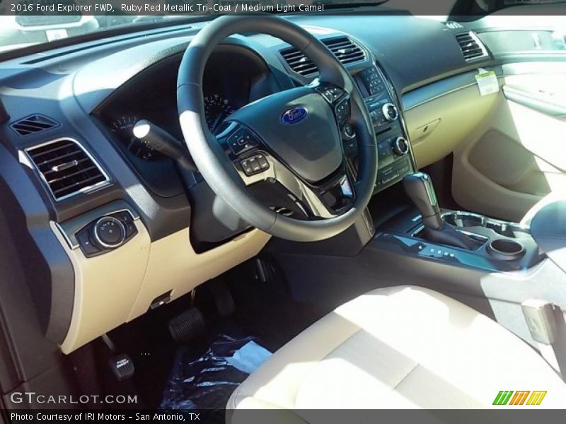 Ruby Red Metallic Tri-Coat / Medium Light Camel 2016 Ford Explorer FWD