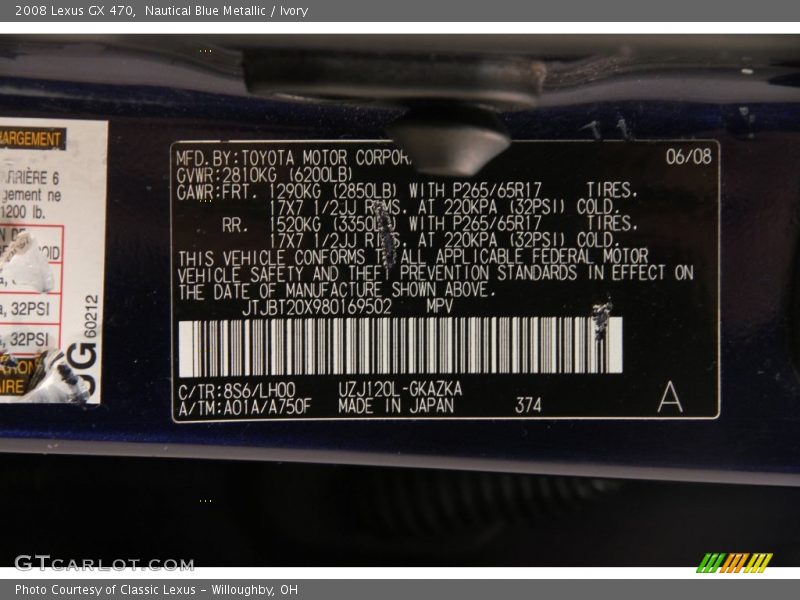Nautical Blue Metallic / Ivory 2008 Lexus GX 470