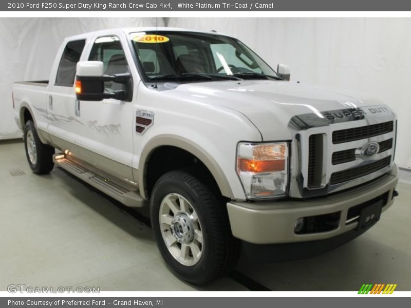 White Platinum Tri-Coat / Camel 2010 Ford F250 Super Duty King Ranch Crew Cab 4x4