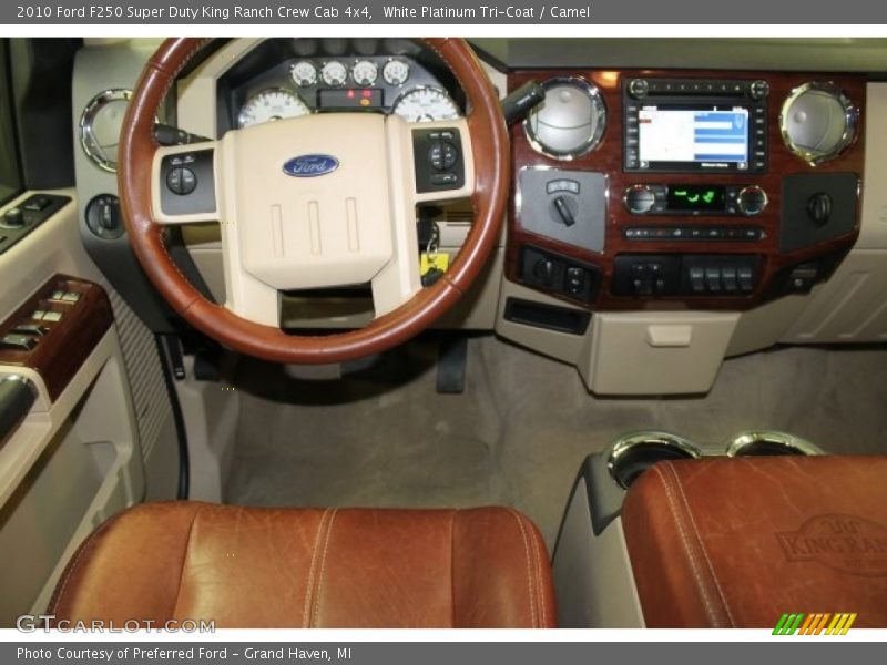 White Platinum Tri-Coat / Camel 2010 Ford F250 Super Duty King Ranch Crew Cab 4x4
