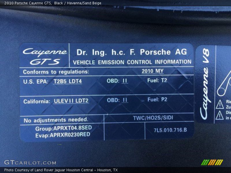 Black / Havanna/Sand Beige 2010 Porsche Cayenne GTS