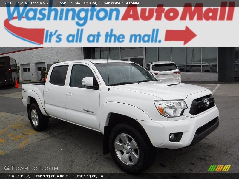 Super White / Graphite 2012 Toyota Tacoma V6 TRD Sport Double Cab 4x4