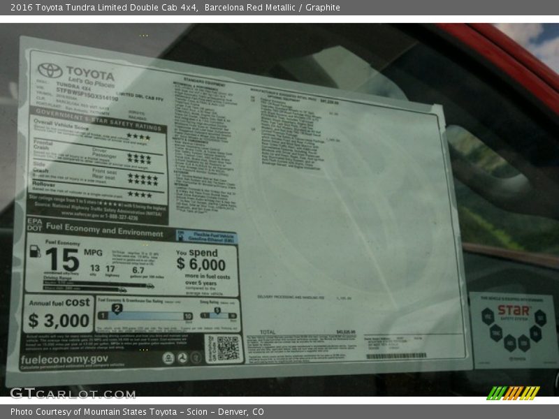 Barcelona Red Metallic / Graphite 2016 Toyota Tundra Limited Double Cab 4x4