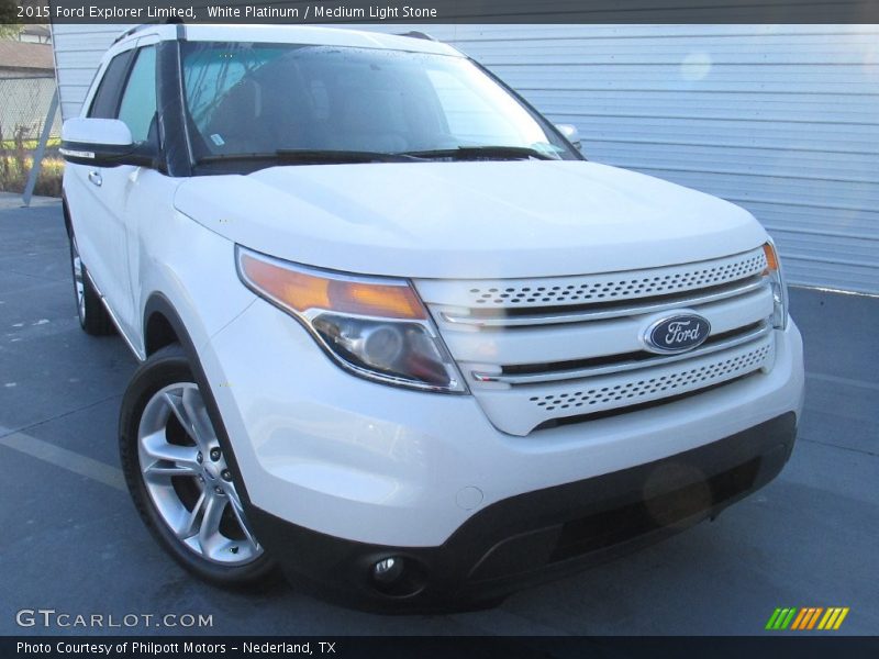 White Platinum / Medium Light Stone 2015 Ford Explorer Limited