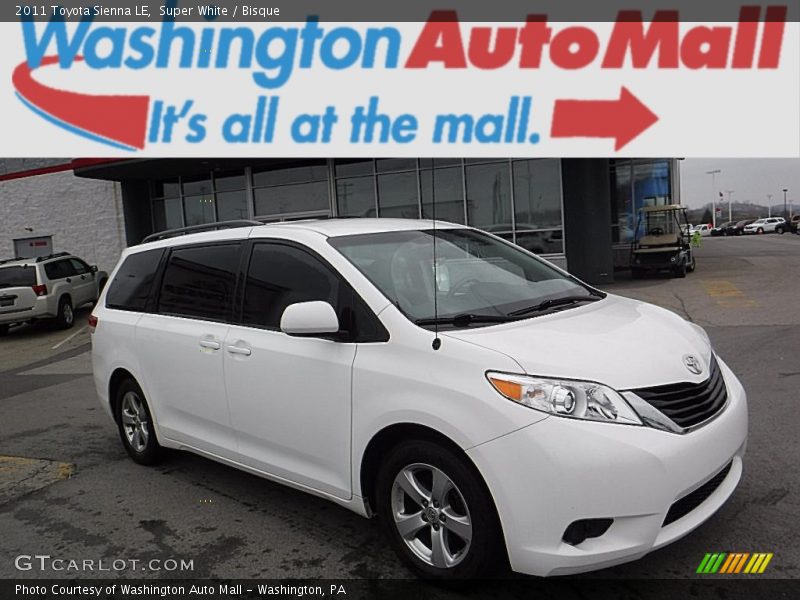 Super White / Bisque 2011 Toyota Sienna LE