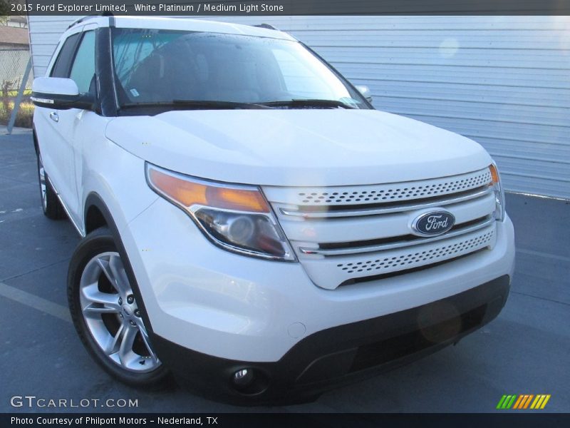 White Platinum / Medium Light Stone 2015 Ford Explorer Limited