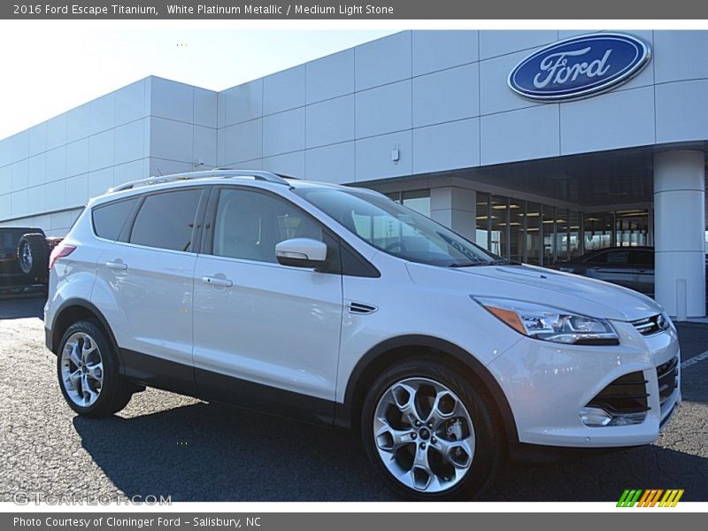 White Platinum Metallic / Medium Light Stone 2016 Ford Escape Titanium