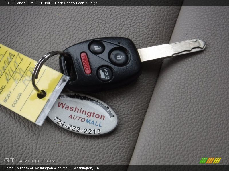 Dark Cherry Pearl / Beige 2013 Honda Pilot EX-L 4WD