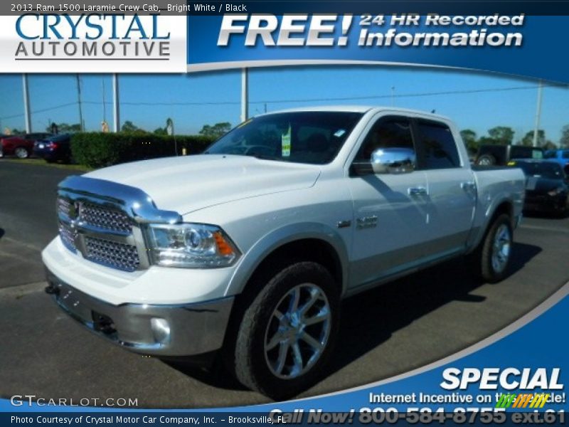 Bright White / Black 2013 Ram 1500 Laramie Crew Cab