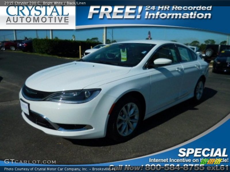 Bright White / Black/Linen 2015 Chrysler 200 C