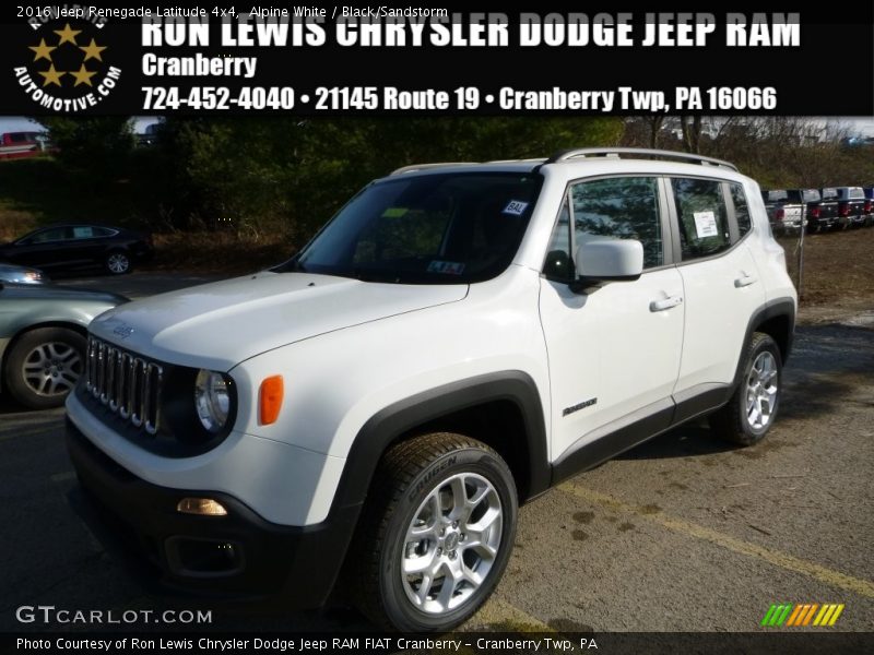 Alpine White / Black/Sandstorm 2016 Jeep Renegade Latitude 4x4