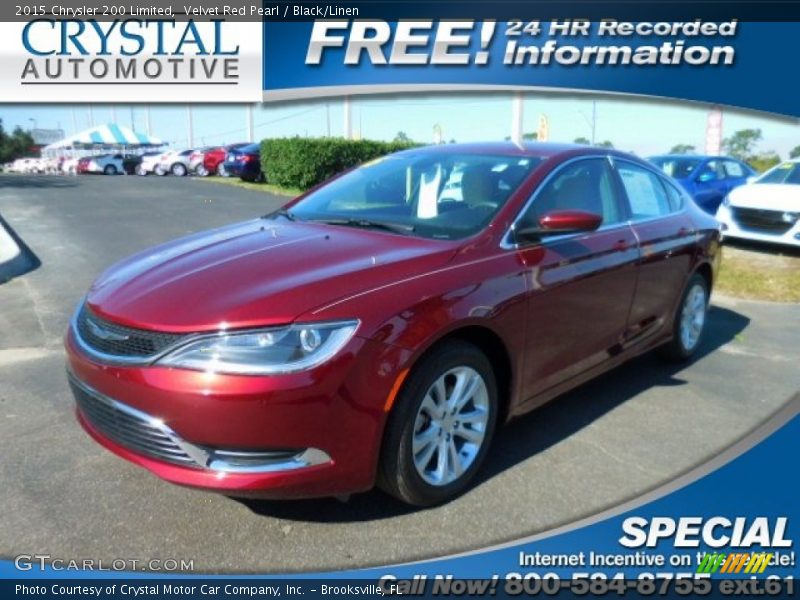 Velvet Red Pearl / Black/Linen 2015 Chrysler 200 Limited