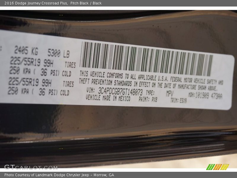 Pitch Black / Black 2016 Dodge Journey Crossroad Plus