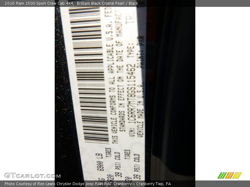 Brilliant Black Crystal Pearl / Black 2016 Ram 1500 Sport Crew Cab 4x4
