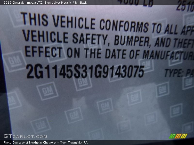Blue Velvet Metallic / Jet Black 2016 Chevrolet Impala LTZ