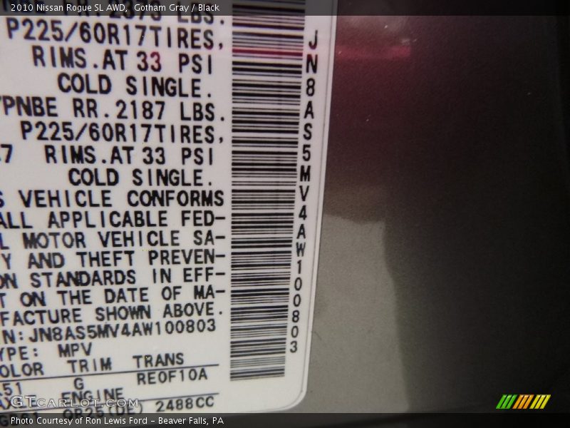 Gotham Gray / Black 2010 Nissan Rogue SL AWD