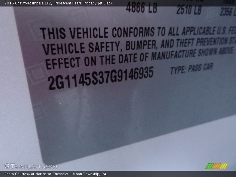 Iridescent Pearl Tricoat / Jet Black 2016 Chevrolet Impala LTZ