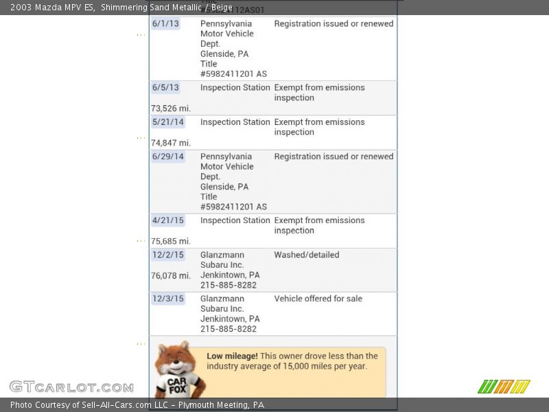 Shimmering Sand Metallic / Beige 2003 Mazda MPV ES