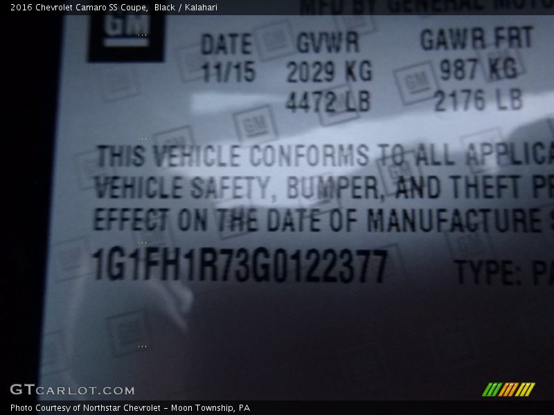 Black / Kalahari 2016 Chevrolet Camaro SS Coupe