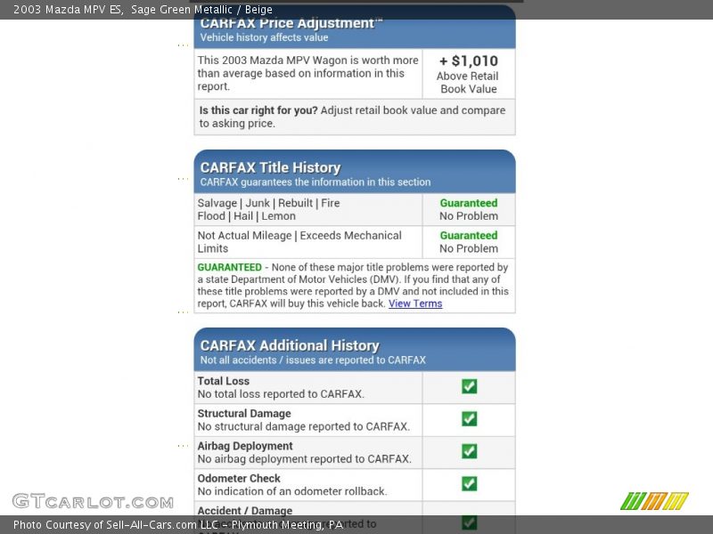 Sage Green Metallic / Beige 2003 Mazda MPV ES