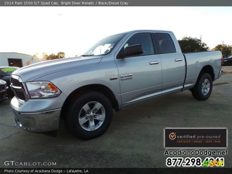 Bright Silver Metallic / Black/Diesel Gray 2014 Ram 1500 SLT Quad Cab