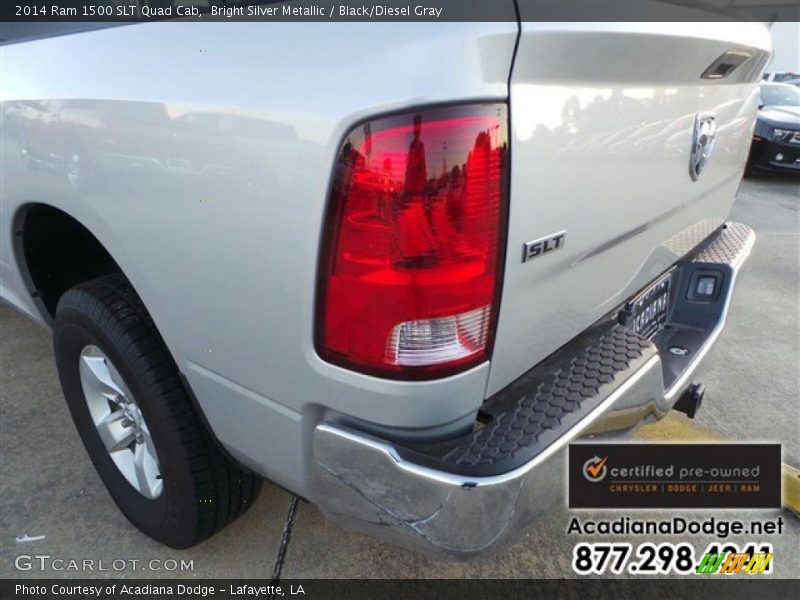 Bright Silver Metallic / Black/Diesel Gray 2014 Ram 1500 SLT Quad Cab