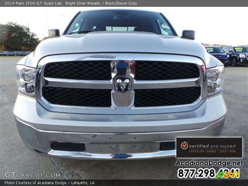 Bright Silver Metallic / Black/Diesel Gray 2014 Ram 1500 SLT Quad Cab