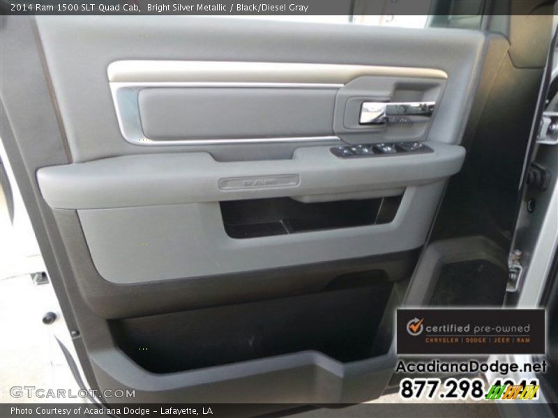 Bright Silver Metallic / Black/Diesel Gray 2014 Ram 1500 SLT Quad Cab
