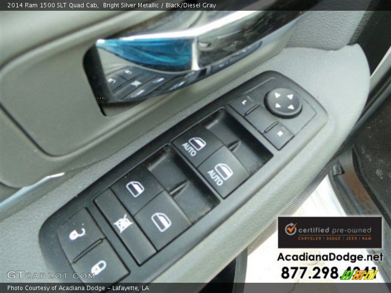 Bright Silver Metallic / Black/Diesel Gray 2014 Ram 1500 SLT Quad Cab