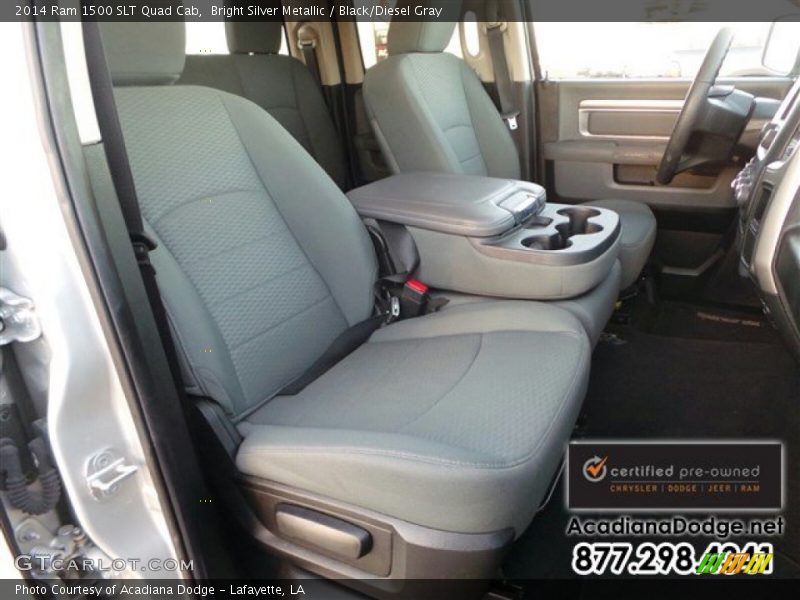 Bright Silver Metallic / Black/Diesel Gray 2014 Ram 1500 SLT Quad Cab