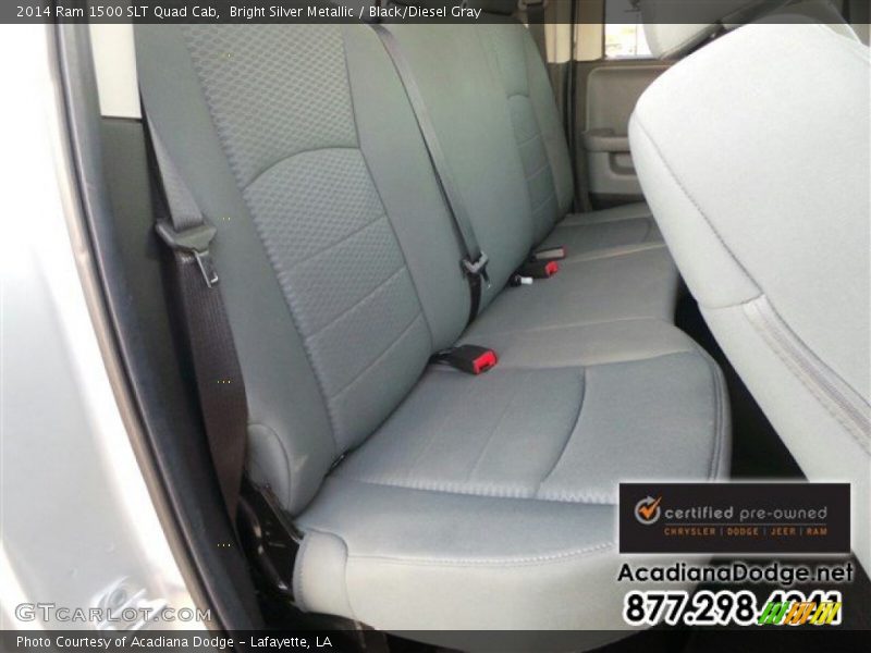 Bright Silver Metallic / Black/Diesel Gray 2014 Ram 1500 SLT Quad Cab
