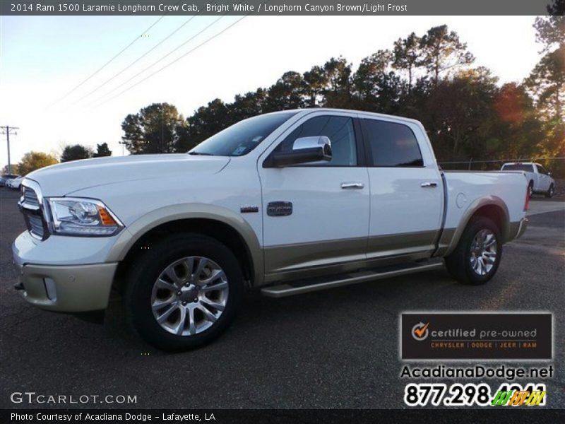 Bright White / Longhorn Canyon Brown/Light Frost 2014 Ram 1500 Laramie Longhorn Crew Cab