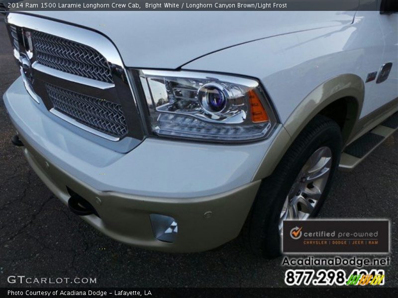 Bright White / Longhorn Canyon Brown/Light Frost 2014 Ram 1500 Laramie Longhorn Crew Cab