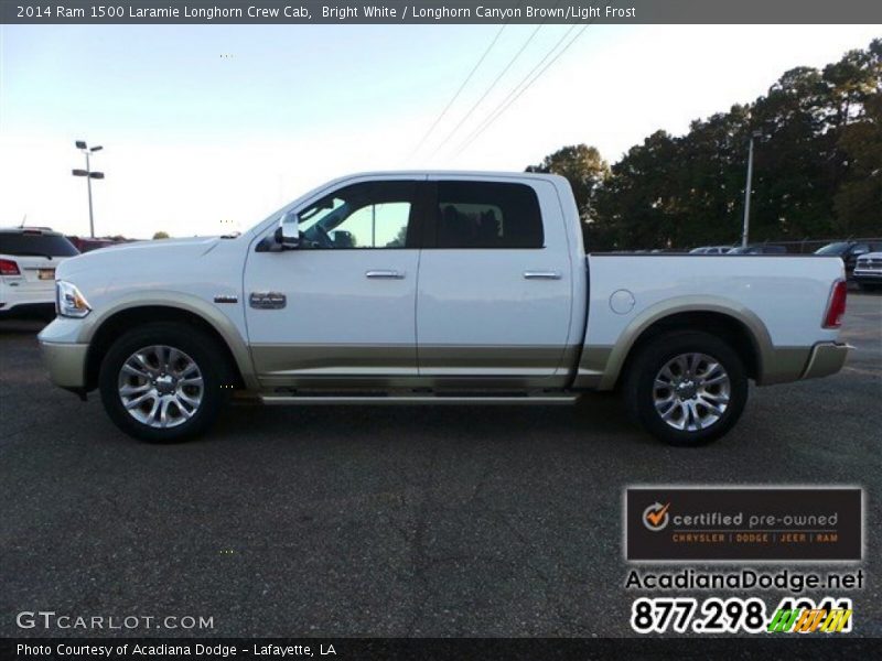 Bright White / Longhorn Canyon Brown/Light Frost 2014 Ram 1500 Laramie Longhorn Crew Cab