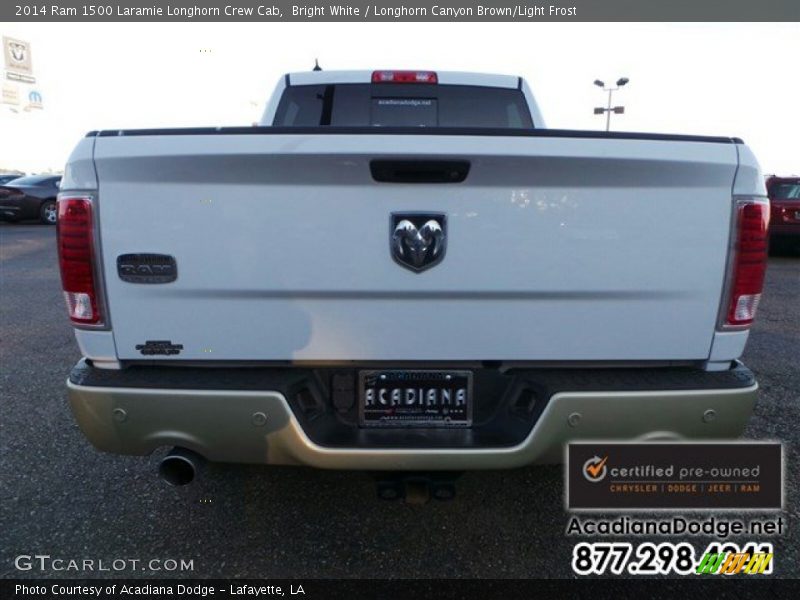 Bright White / Longhorn Canyon Brown/Light Frost 2014 Ram 1500 Laramie Longhorn Crew Cab