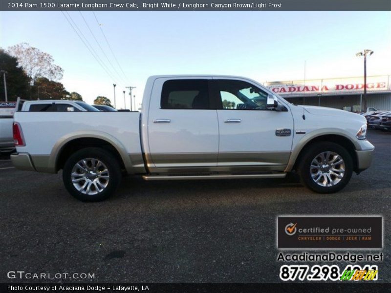 Bright White / Longhorn Canyon Brown/Light Frost 2014 Ram 1500 Laramie Longhorn Crew Cab