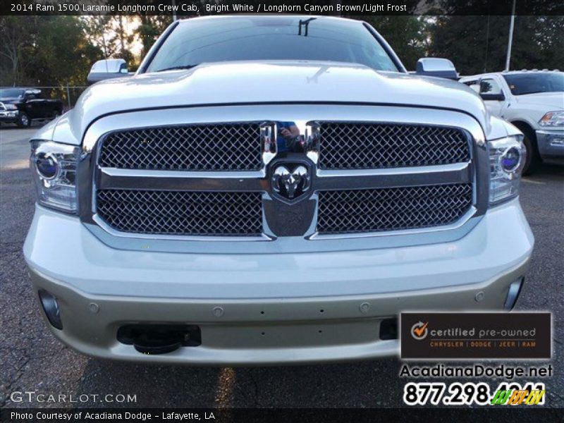 Bright White / Longhorn Canyon Brown/Light Frost 2014 Ram 1500 Laramie Longhorn Crew Cab